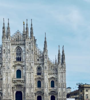 Part of the architecture of Milan Cathedral in Italy