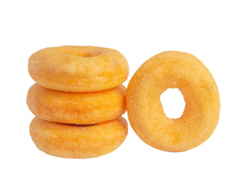 Donuts cake bakery sprinkled with sugar isolated on white background, Clipping Paths