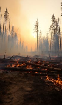 Dramatic images of forest fires destructive power of nature - global warming concept - AI generative