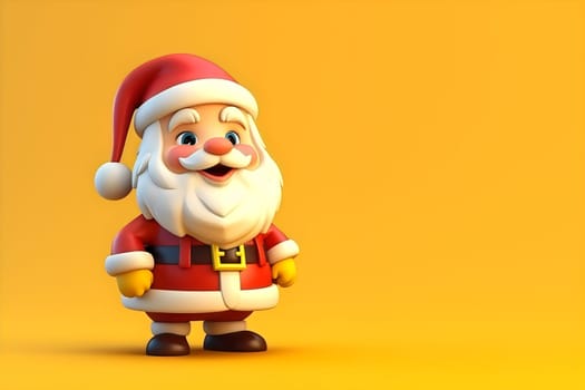 Cartoon Santa Claus standing on a yellow background - Christmas theme - AI generative
