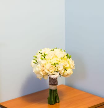 Wedding bouquet close-up. Bridal fresh bouquet, wedding flowers