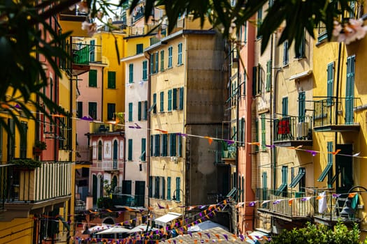 RIOMAGGIORE, ITA - SEP 17, 2023: Architecture of Riomaggiore in Liguria, Italy