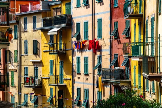 RIOMAGGIORE, ITA - SEP 17, 2023: Architecture of Riomaggiore in Liguria, Italy