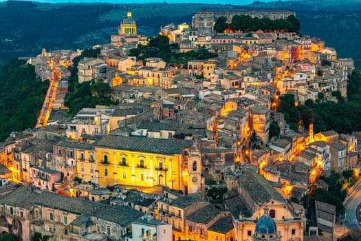 Aerial view of Ragusa in Val di Noto, southern Sicily, Italy