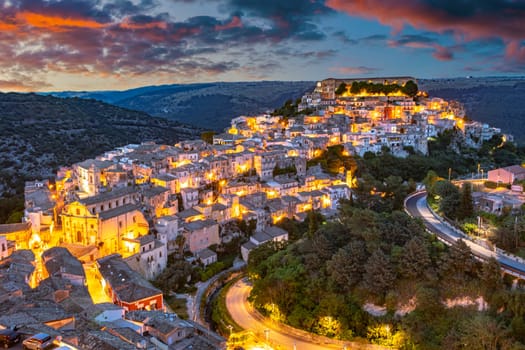Aerial view of Ragusa in Val di Noto, southern Sicily, Italy
