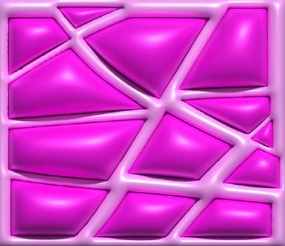 Abstract pink background with inflated figures, 3D rendering illustration