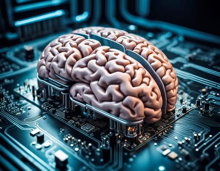Human brain on a motherboard as a processor, neural network, artificial intelligence