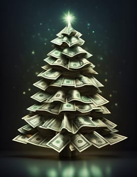 Christmas tree from the banknotes, be rich and happy