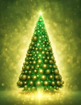 Shining and glowing Christmas tree, abstract illustration