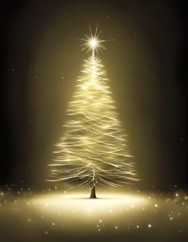 Shining and glowing Christmas tree from lines of light