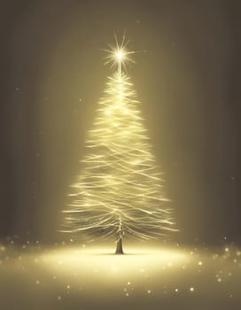 Shining and glowing Christmas tree from lines of light
