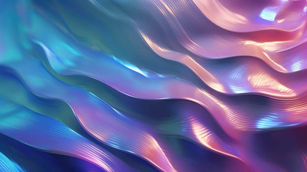 Holographic foil waves abstract background. Generative AI design