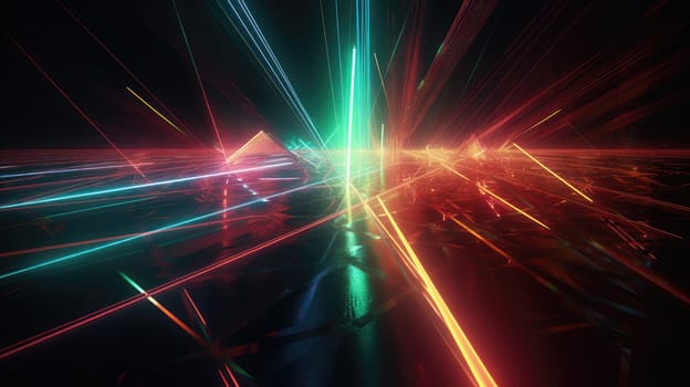 Red and blue laser neon lines abstract background. Generative AI design