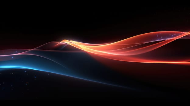 Bright orange and blue soft flowing waves abstract background. Generative AI design