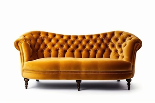 Sleek, minimalist leather couch against a white backdrop, the epitome of contemporary design. AI Generative.