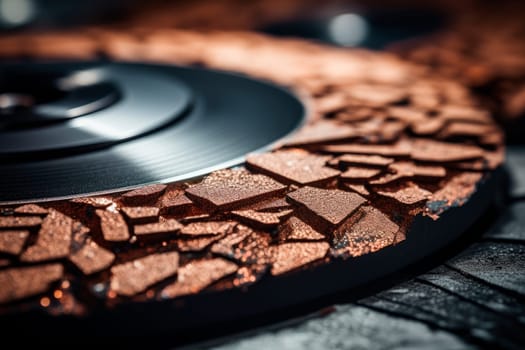 Close-up of used abrasive disc from a grinder machine. AI generated