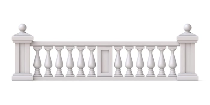 White stone fence 3D rendering illustration isolated on white background