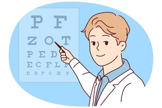 Male eye doctor do checkup for patient