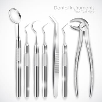 illustration of set of realistic dental equipment