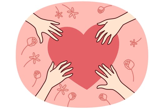 People hands touch heart sign