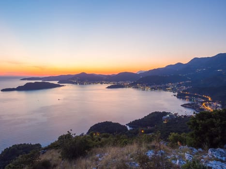 Budva at night with all the city
