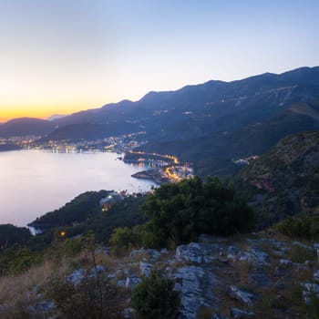 Budva at night with all the city
