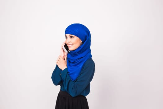 beautiful young arabian woman talking on cell phone