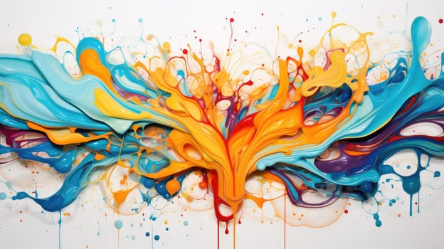 Colorful abstract liquid paints on white background. Generative AI design