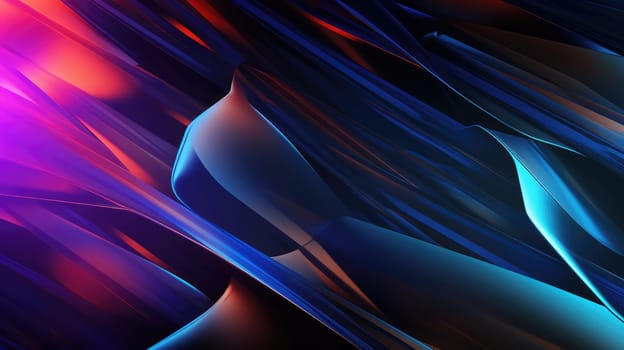 Blue violet glossy waves abstract background. Generative AI design