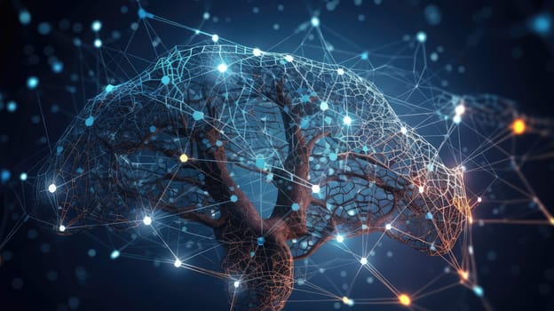 Concept technology tree connection background. Generative AI design