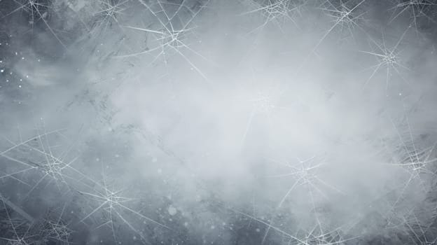 Grunge winter frozen background with concept thread snowflakes. Generative AI design
