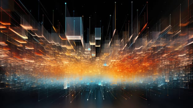 Blocked massive geometric futuristic tech abstract background. Generative AI design