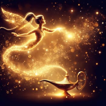make a wish on the beautful magic genie lamp generative ai