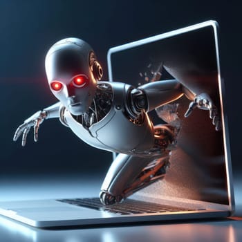 artificial intelligence humanoid robot breaking free of the digital world generative ai