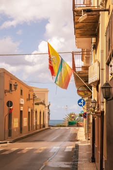 Gioiosa Marea, Sicily, Italy – 24 Sep 2023. The SS113 coastal road in Gioiosa Marea leads to Palermo and Messina (ferry Italy). Province of Messina.