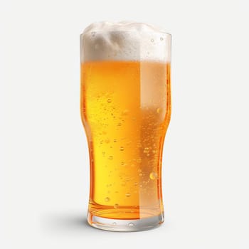cold glass of beer isolated on white background