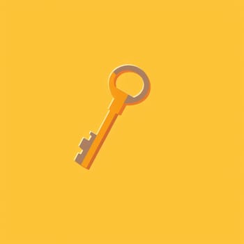 Old door key vector icon illustration on orange background