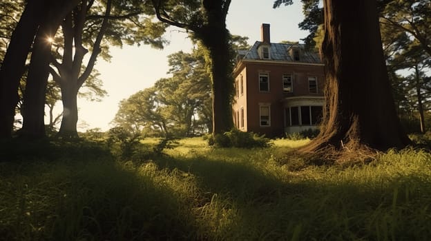 Neglected typical american property with overgrown grass - a real estate investing concept of properties needing work, TLC, renovating. Arbitrage and house flipping.