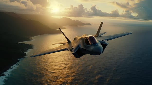 high-speed jet f35 in formation.
