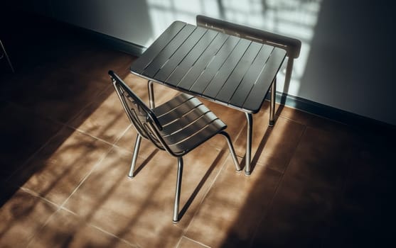 Designer Furniture Idea - Stainless Steel Table and Chair. Industrial Style