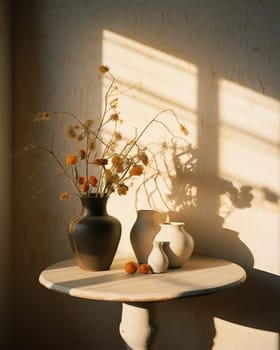 Composition in the sun's rays, dry plants and fruits.