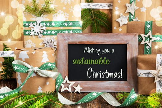 Text Wishing You A Sustainable Christmas, Green Winter Decor, Sustainable Christmas Background