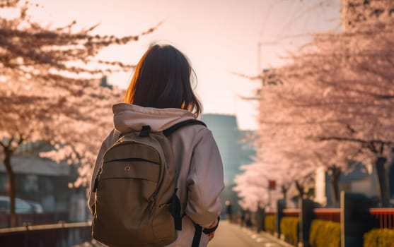 Young female tourist backpacker travelling aroung the world. Travel Destination -