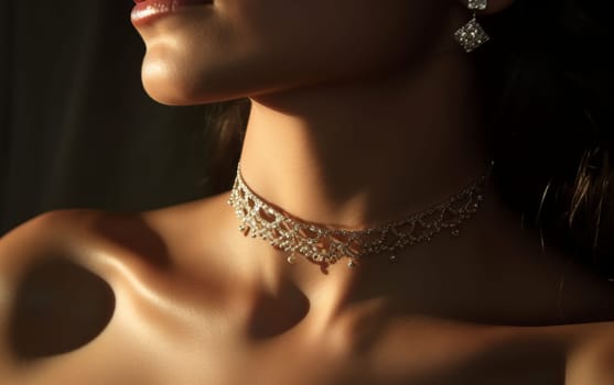Beautiful woman with jewelry. A beauty shot of eerings on a dark background.