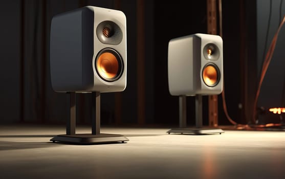 Designer Audio Speakers. Audiophile Equipment Product Idea.