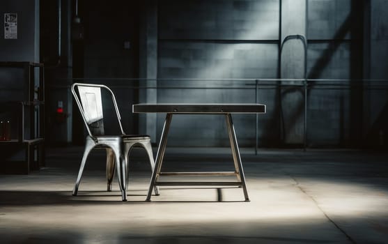 Designer Furniture Idea - Stainless Steel Table and Chair. Industrial Style