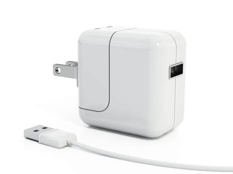Contemporary smartphone fast charger isolated on white background. 3D illustration.