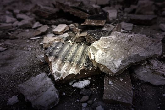 Detail of remains of construction, demolition and architectural work