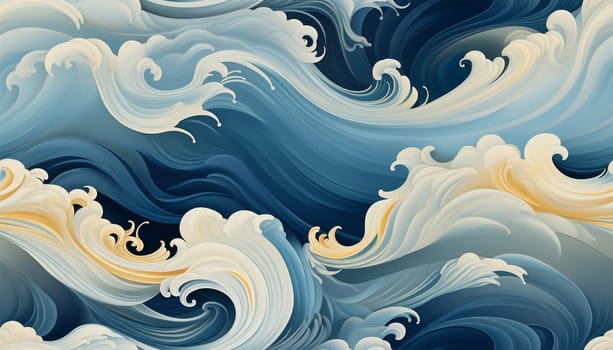 Sea waves pattern background. Waves pattern. Classic japanese waves in modern design,Blue and white lines. Element for design. Storm ocean. posters and prints Copy space