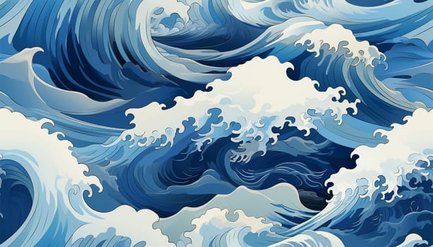 Sea waves pattern background. Waves pattern. Classic japanese waves in modern design,Blue and white lines. Element for design. Storm ocean. posters and prints Copy space